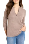 Nzt By Nic+zoe Cotton Blend Henley In Brown