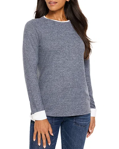 Nzt By Nic+zoe Cozy Cuffed Sweater In Dark Indigo