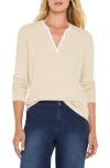 Nzt By Nic+zoe Cozy Double Layer Split Neck Top In Neutral