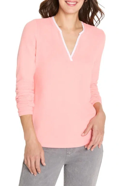 NZT BY NIC+ZOE NZT BY NIC+ZOE COZY DOUBLE LAYER SPLIT NECK TOP