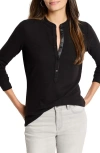Nzt By Nic+zoe Cozy Long Sleeve Henley In Black Onyx