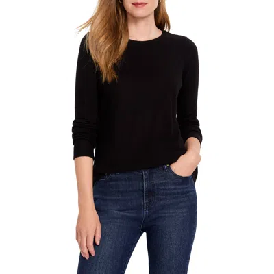 Nzt By Nic+zoe Cozy Long Sleeve Shirttail Knit Top In Black Onyx