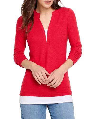 Nzt By Nic+zoe Cozy Mixed Media Layered Top In Amaryllis