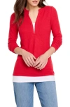Nzt By Nic+zoe Cozy Mixed Media Layered Top In Amaryllis