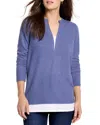 Nzt By Nic+zoe Cozy Mixed Media Layered Top In Cornflower