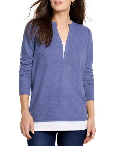 Nzt By Nic+zoe Cozy Mixed Media Layered Top In Cornflower