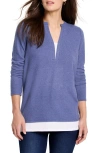Nzt By Nic+zoe Cozy Mixed Media Layered Top In Cornflower