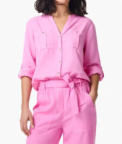 Nzt By Nic+zoe Drape Utility Shirt In Pink Lotus