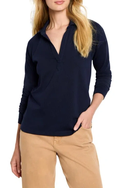 Nzt By Nic+zoe Easy Long Sleeve Cotton Polo In Purple