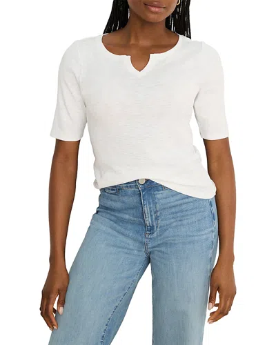 Nzt By Nic+zoe Elbow Sleeve Notch Tee In White