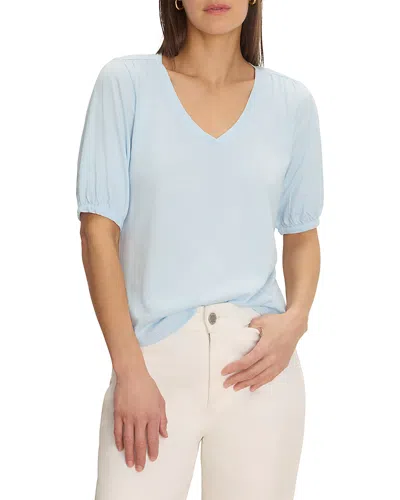 Nzt By Nic+zoe Elbow Sleeve V Neck Tee In Blue