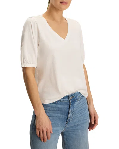 Nzt By Nic+zoe Elbow Sleeve V Neck Tee In White