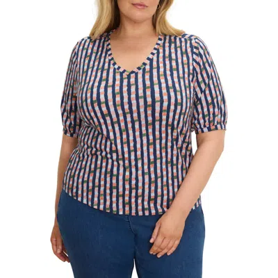 Nzt By Nic+zoe Elbow Sleeve V-neck T-shirt In Multi
