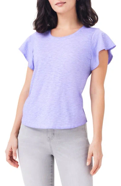 Nzt By Nic+zoe Flutter Sleeve Cotton T-shirt In Lavender
