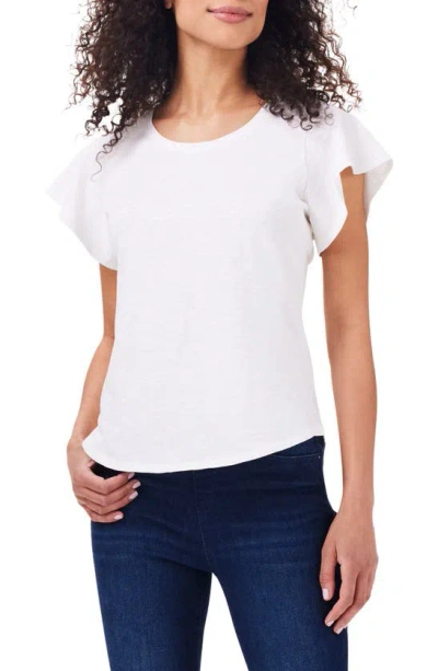 Nzt By Nic+zoe Flutter Sleeve Cotton T-shirt In White