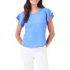 Nzt By Nic+zoe Flutter Sleeve Cotton T-shirt In Ultramarine