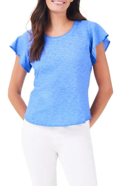 Nzt By Nic+zoe Flutter Sleeve Cotton T-shirt In Ultramarine