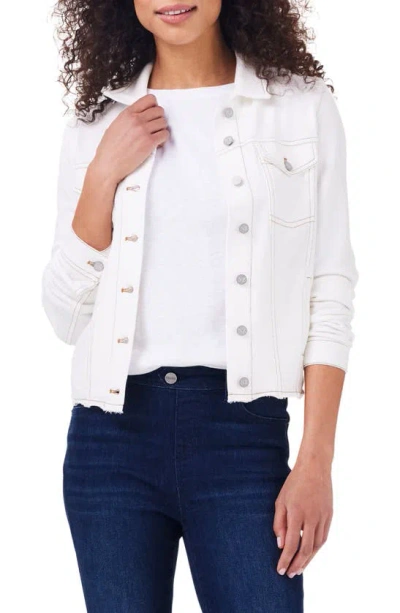 Nzt By Nic+zoe French Terry Trucker Jacket In Paper White