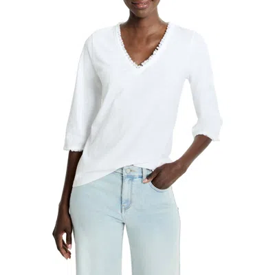 Nzt By Nic+zoe Fringe Trim Cotton T-shirt In White