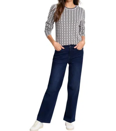 Nzt By Nic+zoe Geo Reversible Sweater Tee Top In Indigo Multi In Blue
