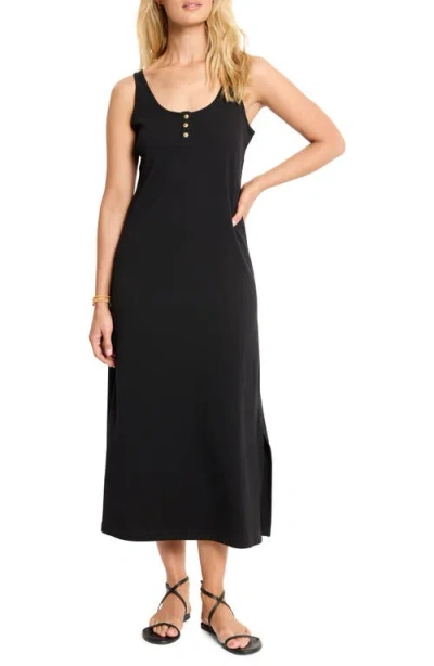 Nzt By Nic+zoe Henley Midi Tank Dress In Black