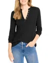 Nzt By Nic+zoe Cotton Blend Henley In Black