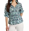 Nzt By Nic+zoe Ikat Rings Tucked Shirt In Green Multi