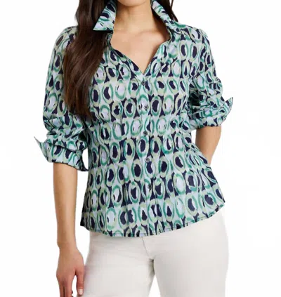 Nzt By Nic+zoe Ikat Rings Tucked Shirt In Green Multi