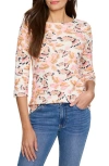 Nzt By Nic+zoe In Flight Quarter Sleeve Boat Tee In Pink Multi In Pink Multi