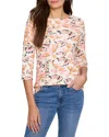 Nzt By Nic+zoe In Flight Quarter Sleeve Boat Tee In Pink Multi In Pink Multi