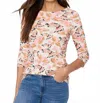Nzt By Nic+zoe In Flight Quarter Sleeve Boat Tee In Pink Multi In Gold