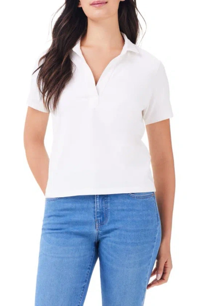 Nzt By Nic+zoe Johnny Collar Stretch Cotton Polo In Paper White