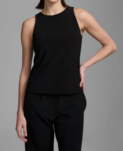 Nzt By Nic+zoe Knit Scuba High Neck Tank Top In Black