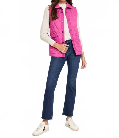 Nzt By Nic+zoe Knit Trim Puffer Vest In Orchid Petal In Pink