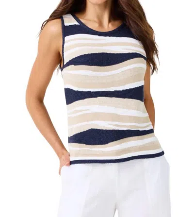 Nzt By Nic+zoe Knit Waves Sweater Tank Top In Indigo Multi In Blue