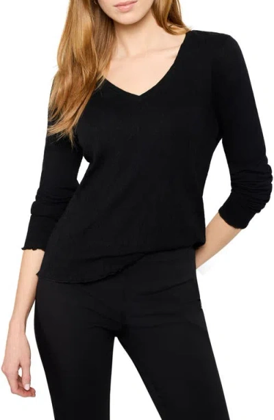 Nzt By Nic+zoe Lace Cotton V-neck T-shirt In Black