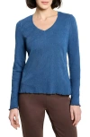 Nzt By Nic+zoe Lace Cotton V-neck T-shirt In Blue