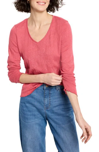 Nzt By Nic+zoe Lace Cotton V-neck T-shirt In Red
