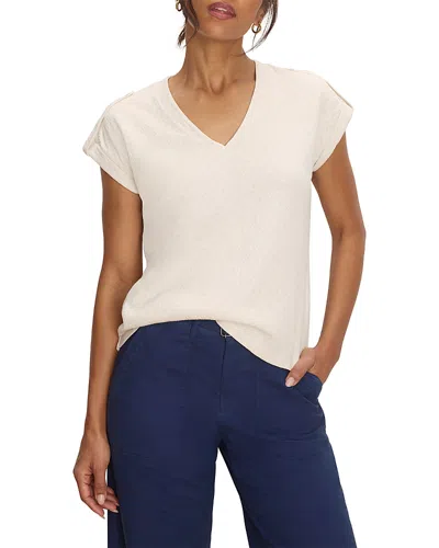 Nzt By Nic+zoe Lace Knit Cap Sleeve Tee In White