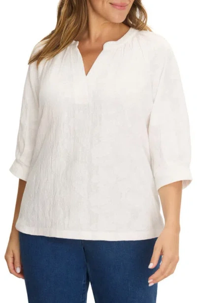 Nzt By Nic+zoe Lace Split Neck Top In White