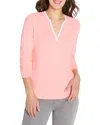 Nzt By Nic+zoe Cozy Double Layer Split Neck Top In Pink