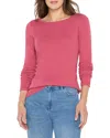Nzt By Nic+zoe Long Sleeve Boat Neck Tee In Red