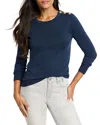 Nzt By Nic+zoe Shoulder Button Detail Stretch Cotton Top In Dark Indigo