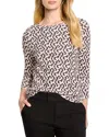 Nzt By Nic+zoe Printed Long Sleeve Cotton T-shirt In Neutral