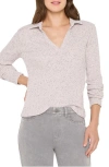 Nzt By Nic+zoe Long Sleeve Rib Polo In Gray