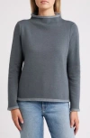 Nzt By Nic+zoe Lounge Around Funnel Neck Fleece Sweatshirt In Patina