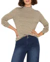 Nzt By Nic+zoe Stripe Long Sleeve Mock Neck T-shirt In Multi