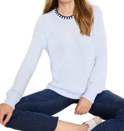 Nzt By Nic+zoe Nic+zoe Cotton Cashmere Blanket Stitch Sweater In Blue Multi
