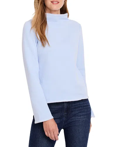 Nzt By Nic+zoe Lounge Around Funnel Neck Fleece Sweatshirt In Powder Blue