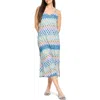 Nzt By Nic+zoe Painted Blocks V-neck Cotton Blend Dress In Blue Multi